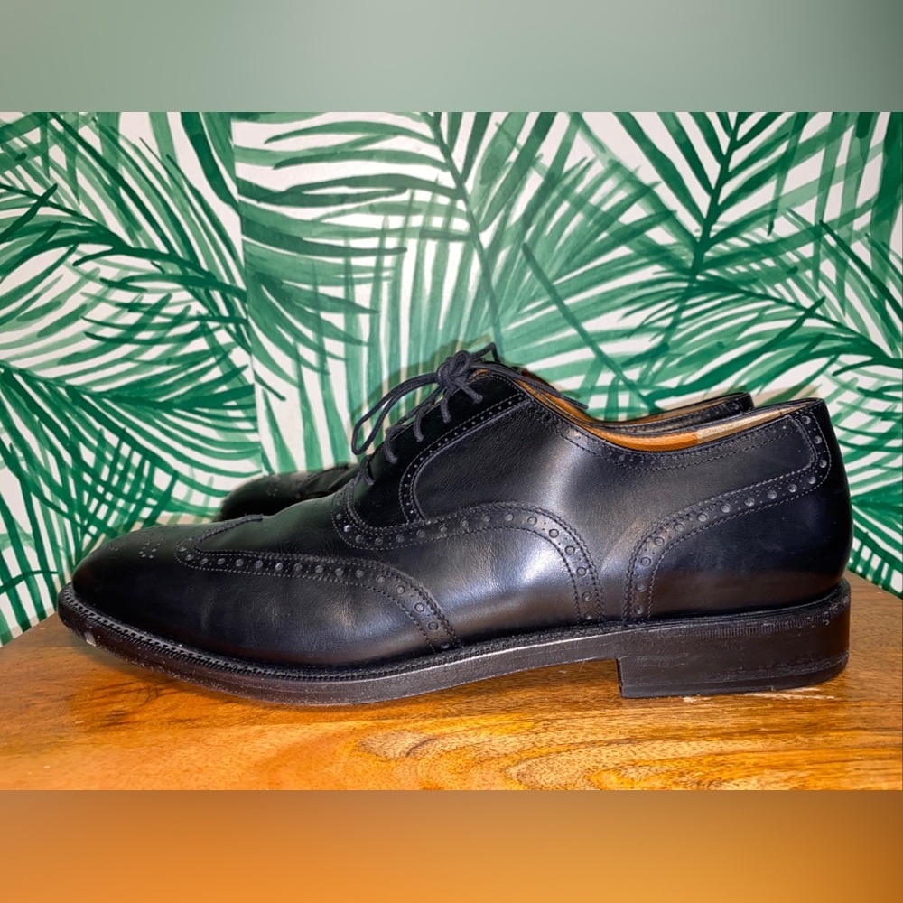 Salvatore Ferragamo Tramezza Black Leather Wingtip Oxfords Men’s 12 D - Picture 4 of 13